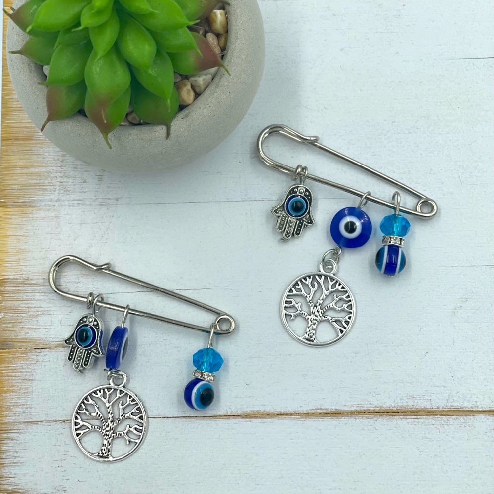 Tree of Life Blue Evil Eye Protection Jewelry Pins